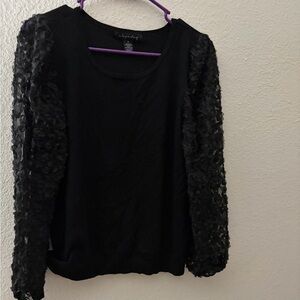 Chic Black Sweater with Textured Sleeves